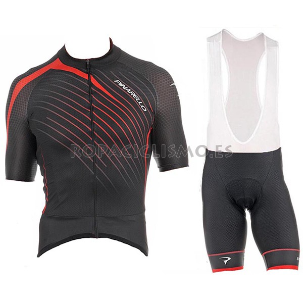 2017 Maillot Pinarello tirantes mangas cortas negro y rojo