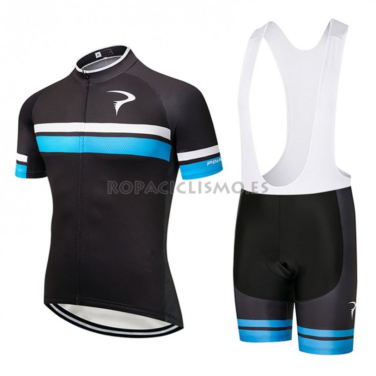 2018 Maillot Pinarello Tirantes Mangas Cortas Negro y Azul