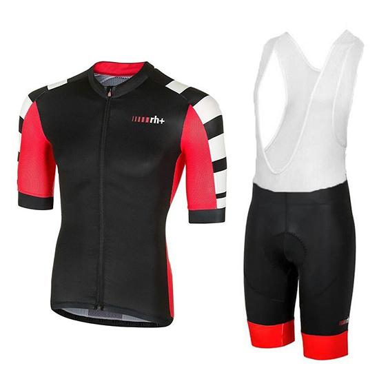 2018 Maillot RH+ Stratos Tirantes Mangas Cortas Negro Rojo