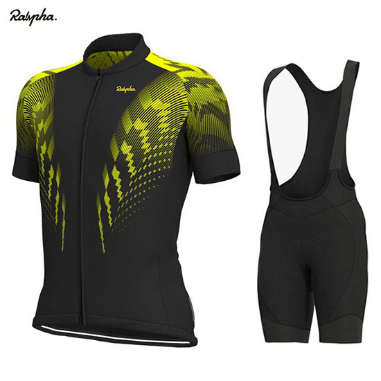 2019 Maillot Rapha Tirantes Mangas Cortas Negro Amarillo