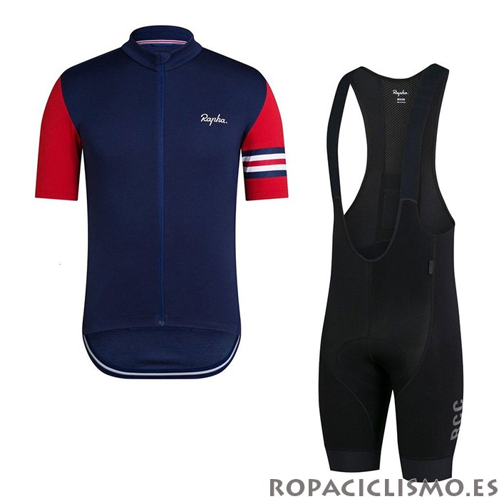 2021 Maillot Rapha Tirantes Mangas Cortas Apagado Azul Rojo