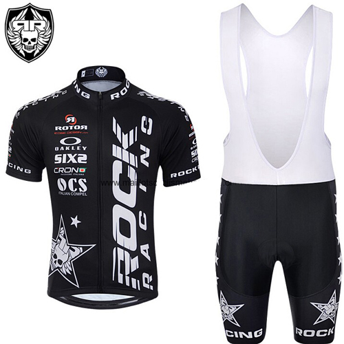 2015 Maillot Rock racing Tirantes Mangas Cortas Blanco Y Negro