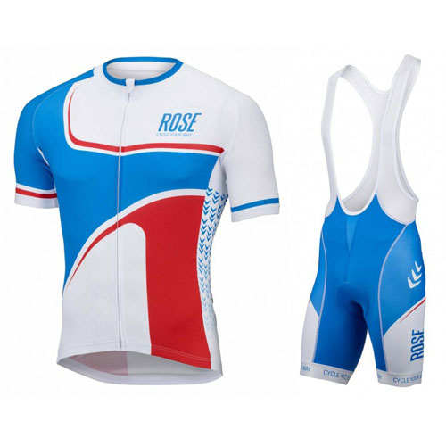 2016 Maillot Rose Tirantes Mangas Cortas Blanco Y Azul