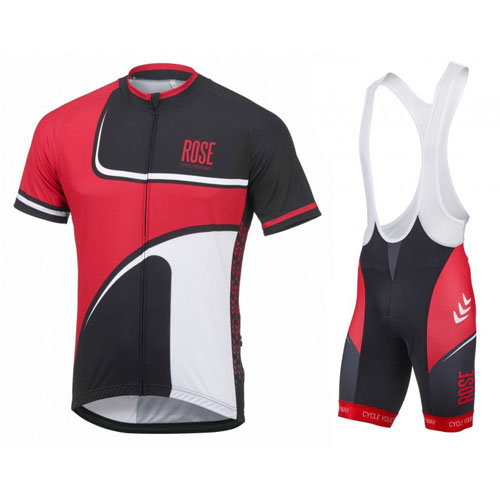 2016 Maillot Rose Tirantes Mangas Cortas Rojo Y Negro