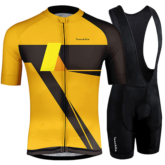 2019 Maillot Runchita Tirantes Mangas Cortas Amarillo Negro