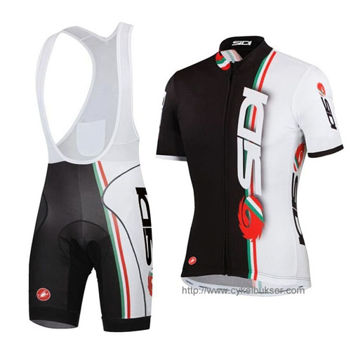 2014 Maillot SIDI Tirantes Mangas Cortas Blanco Y Negro