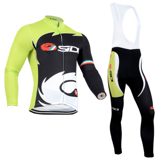 2014 Maillot SIDI Tirantes Mangas Largas Negro Y verde