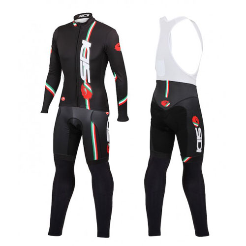 2014 Maillot Sidi Tirantes Mangas Largas Negro Y Rojo