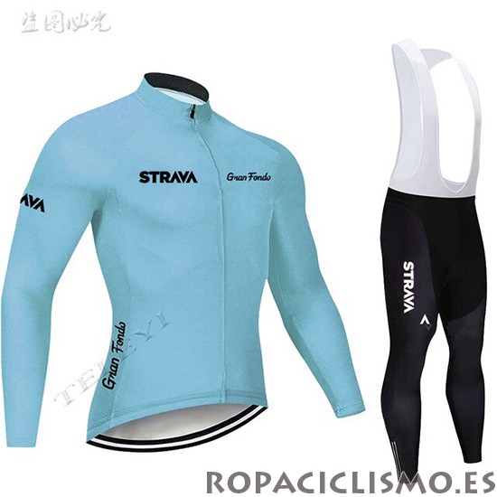 2019 Maillot STRAVA Tirantes Mangas Largas Azul