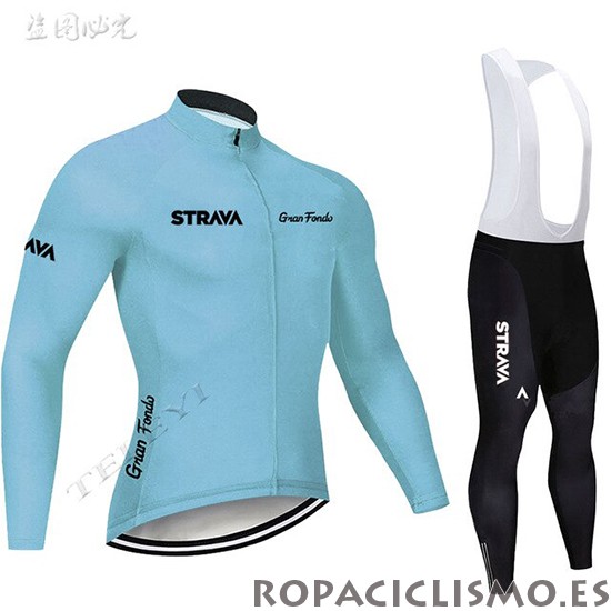 2019 Maillot STRAVA Tirantes Mangas Largas Azul