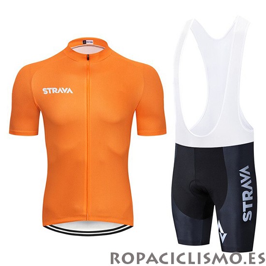 2019 Maillot STRAVA Tirantes Mangas Cortas Naranja