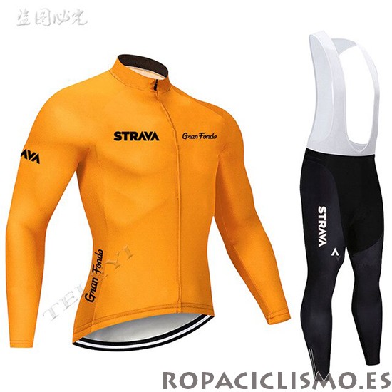 2019 Maillot STRAVA Tirantes Mangas Largas Naranja