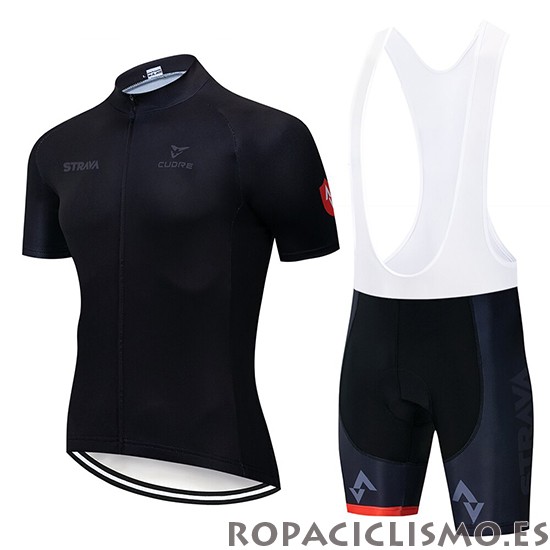 2019 Maillot STRAVA Tirantes Mangas Cortas Negro