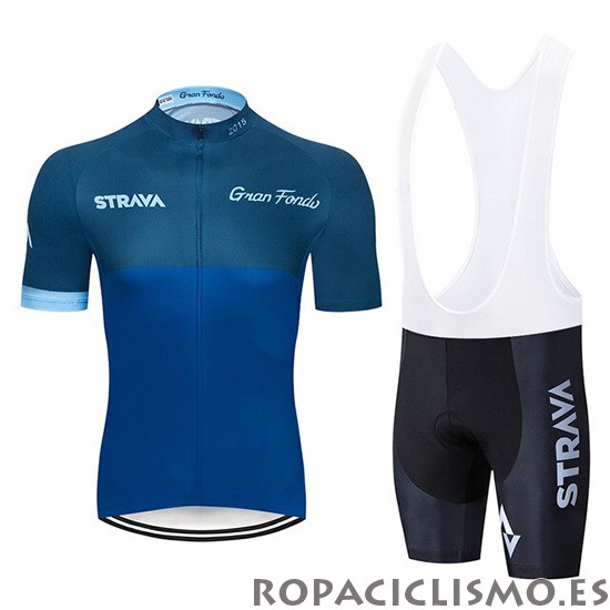 2019 Maillot STRAVA Tirantes Mangas Cortas Apagado Azul