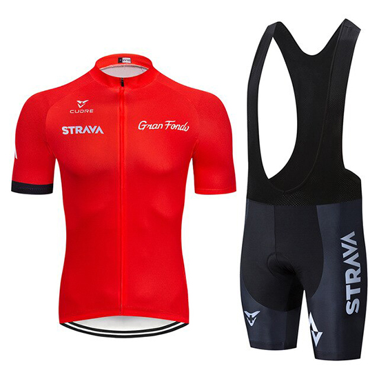 2019 Maillot STRAVA Tirantes Mangas Cortas Rojo