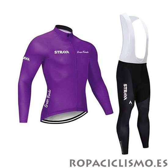 2020 Maillot STRAVA Tirantes Mangas Largas Apagado Violeta