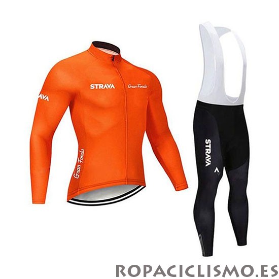 2020 Maillot STRAVA Tirantes Mangas Largas Naranja