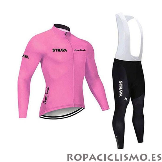 2020 Maillot STRAVA Tirantes Mangas Largas Rosa