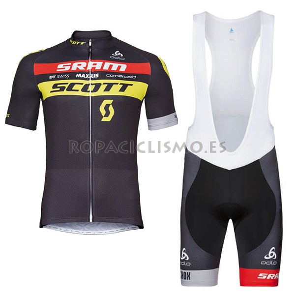 2018 Maillot Scott Sram Tirantes Mangas Cortas Negro