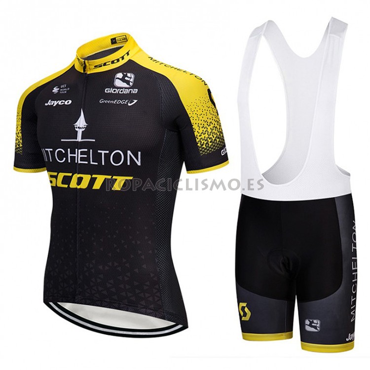 2018 Maillot Scott Tirantes Mangas Cortas Amarillo y Negro