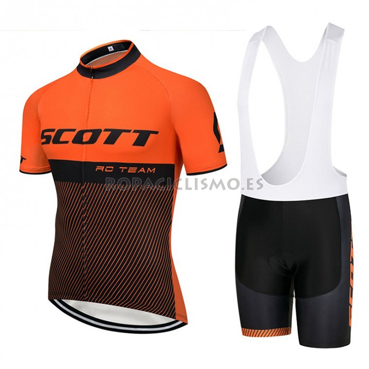 2018 Maillot Scott Tirantes Mangas Cortas Naranja y Negro