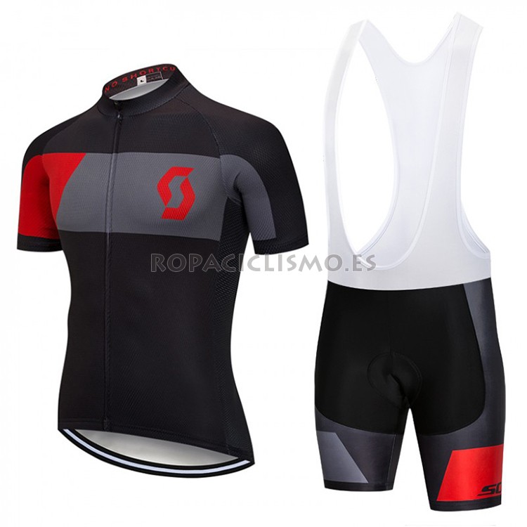 2018 Maillot Scott Tirantes Mangas Cortas Negro y Rojo