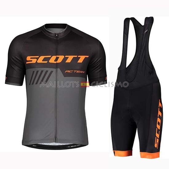 2019 Maillot Scott Tirantes Mangas Cortas Negro Gris