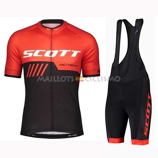 2019 Maillot Scott Tirantes Mangas Cortas Negro Rojo