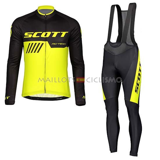 2019 Maillot Scott Tirantes Mangas Largas Negro Amarillo