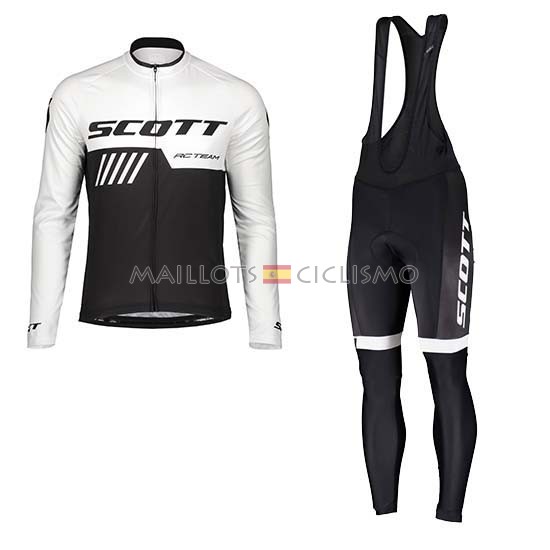 2019 Maillot Scott Tirantes Mangas Largas Negro Blanco