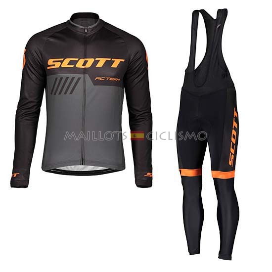 2019 Maillot Scott Tirantes Mangas Largas Negro Gris