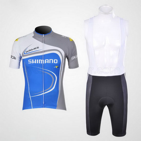 2011 Maillot Shimano Tirantes Mangas Cortas Azul Y Blanco