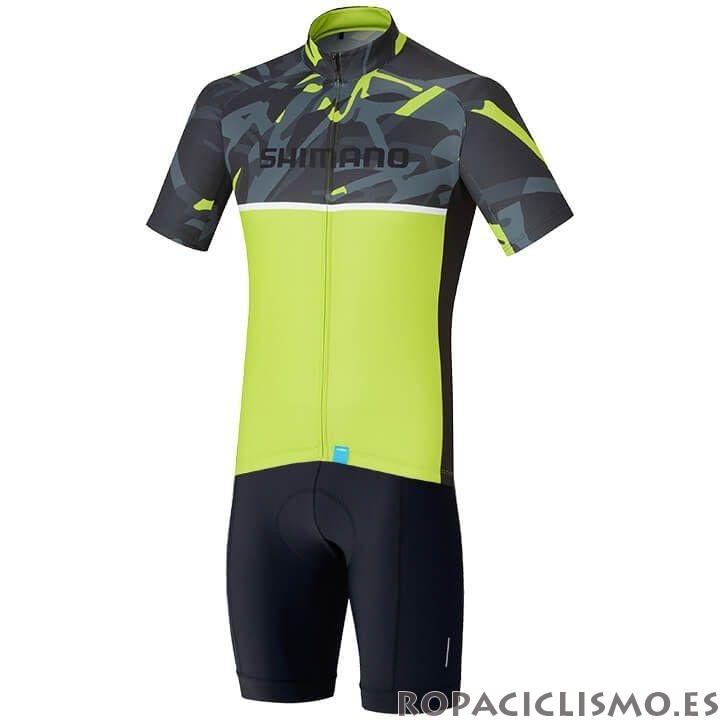 2020 Maillot Shimano Tirantes Mangas Cortas Amarillo