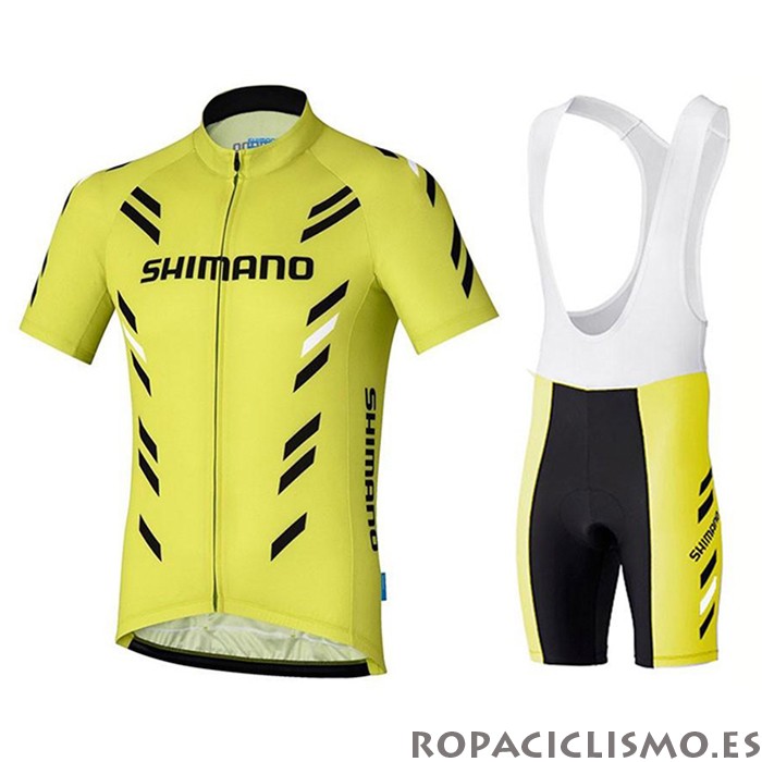 2021 Maillot Shimano Tirantes Mangas Cortas Blanco