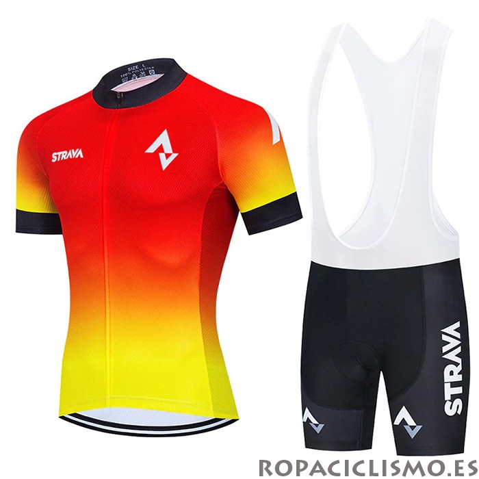 2021 Maillot Shimano Tirantes Mangas Cortas Rojo Amarillo