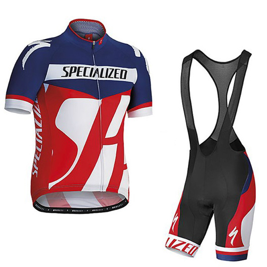 2016 Maillot Specialized Tirantes Mangas Cortas Azul Y Rojo