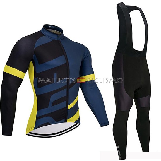 2019 Maillot Specialized Tirantes Mangas Largas Negro Azul Amarillo