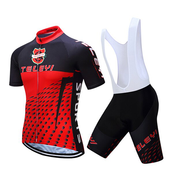 2019 Maillot Teleyi Bike Tirantes Mangas Cortas Rojo Negro