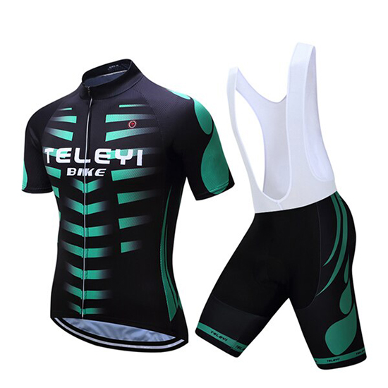 2019 Maillot Teleyi Bike Tirantes Mangas Cortas Verde Negro