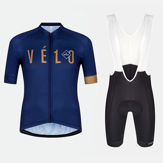 2018 Maillot Velo Tirantes Mangas Cortas Azul Naranja