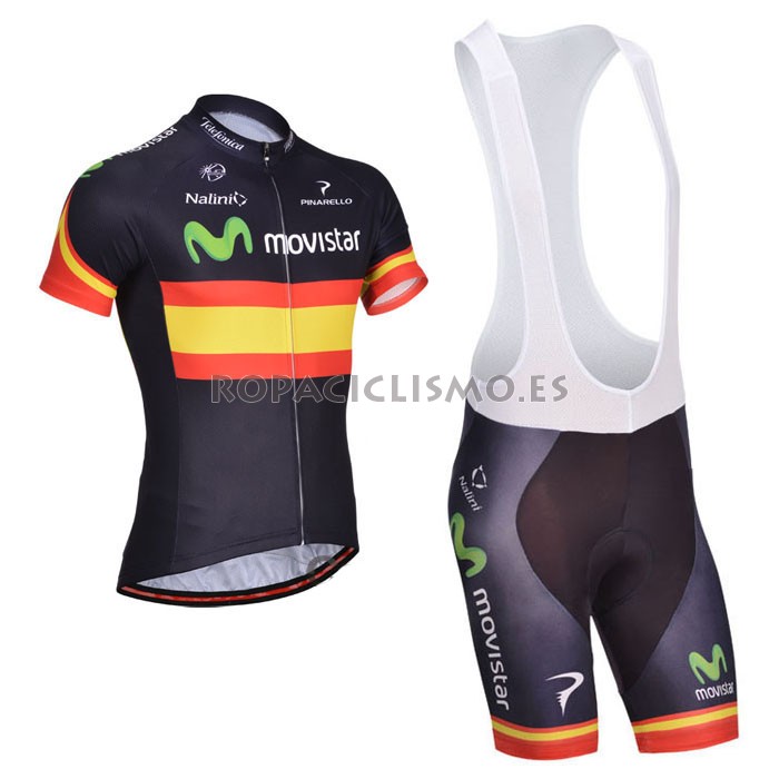 2014 Maillot movistar Negro tirantes