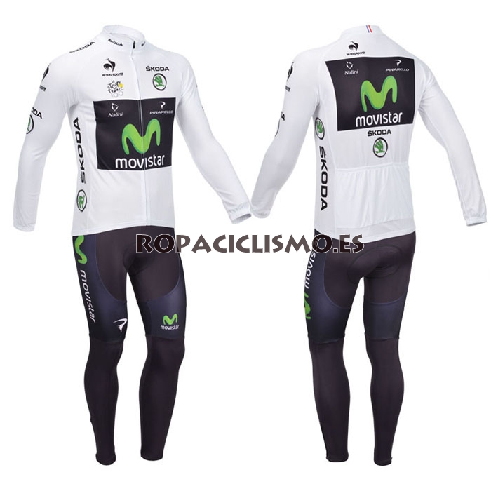 2013 Maillot movistar blanco mangas largas