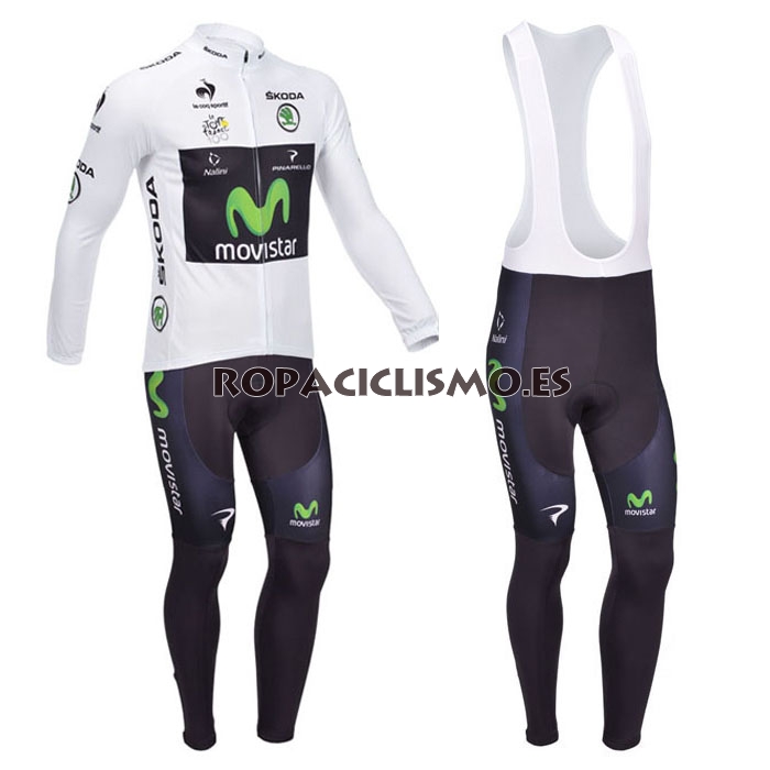 2013 Maillot movistar blanco tirantes mangas largas