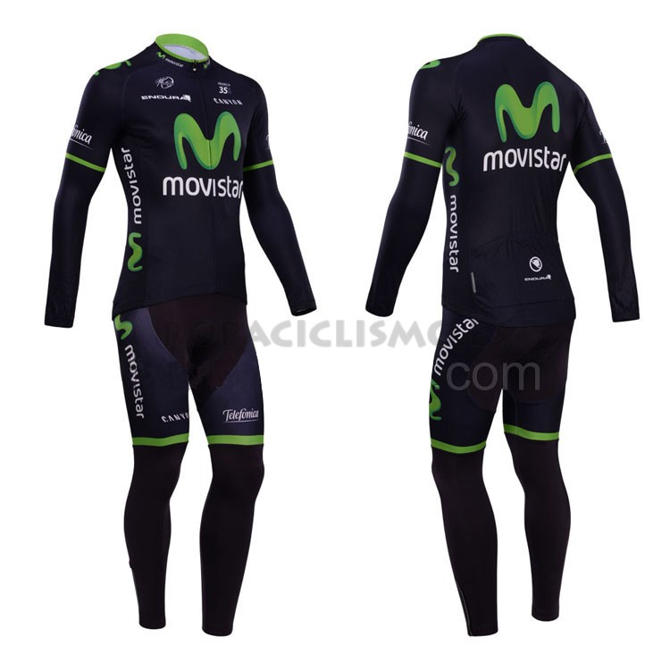 2014 Maillot movistar mangas largas verde