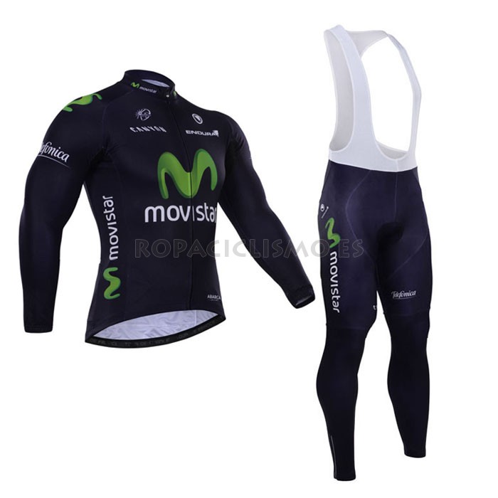 2015 Maillot movistar tirantes mangas largas