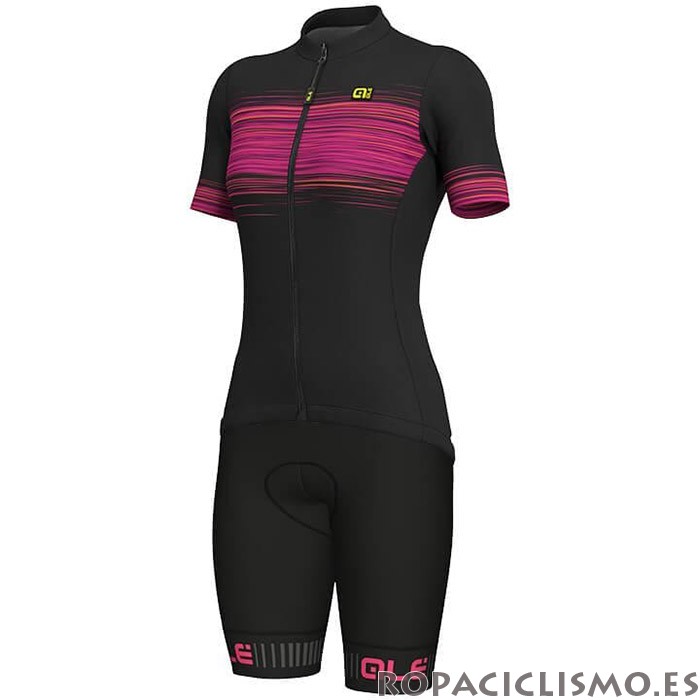 2020 Maillot Mujer ALE Tirantes Mangas Cortas Fucsia Negro