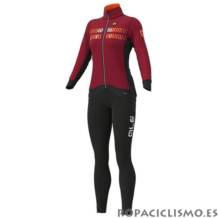 2020 Maillot Mujer ALE Tirantes Mangas Largas Apagado Rojo