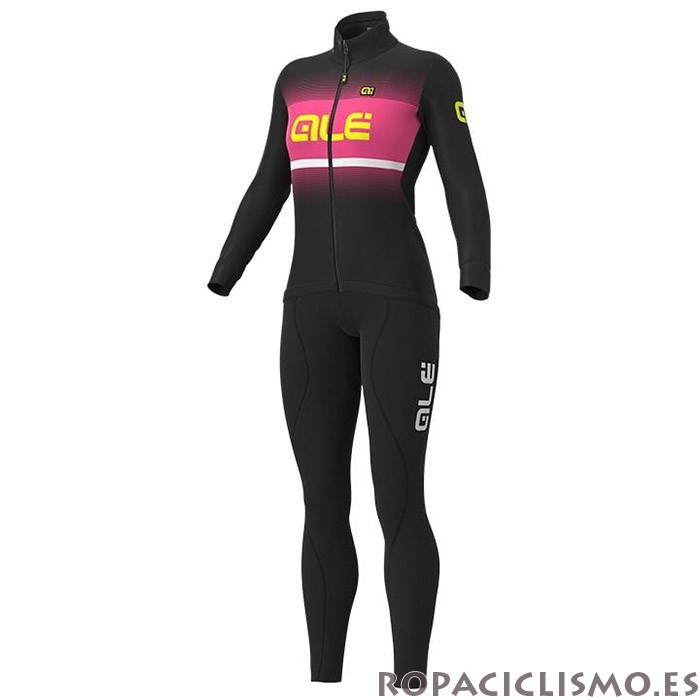 2020 Maillot Mujer ALE Tirantes Mangas Largas Rosa Negro