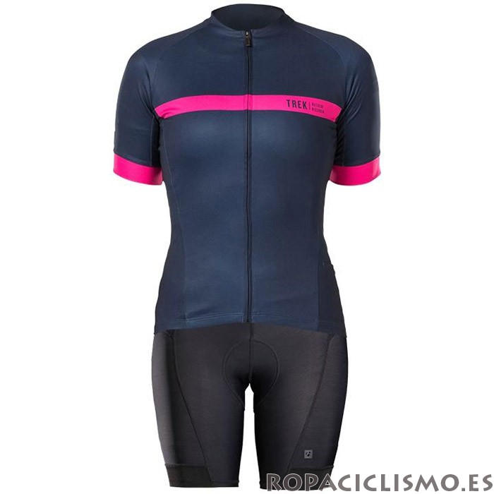 2020 Maillot Mujer Bontrage Tirantes Mangas Cortas Fucsia Apagado Azul