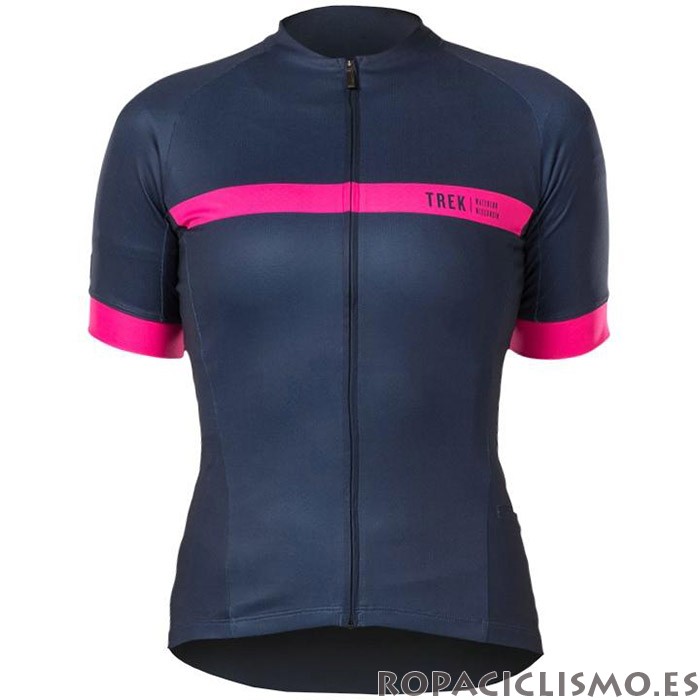 2020 Maillot Mujer Bontrage Tirantes Mangas Cortas Fucsia Apagado Azul
